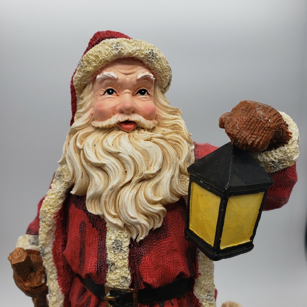 Holiday Lane Poly Resin‎ Woodland Santa W/ Lantern Christmas  8" Complete In Box - Picture 9 of 11
